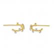 14K Yellow Gold Diamond Beaded Huggie Earrings