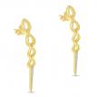 14K Yellow Gold Diamond Long Chain Earrings