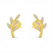 14K Yellow Gold Diamond Leaf Post Earrings