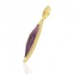 14K Yellow Gold Elongated Marquise Amethyst and Diamond Halo Pendant