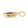 14K Yellow Gold Pear Amethyst and Diamond Semi Precious Pendant