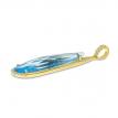 14K Yellow Gold Elongated Pear Blue Topaz with Diamond Semi Precious Pendant