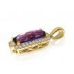 14K Yellow Gold Elongated Oval Amethyst and Diamond Pendant