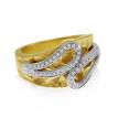 14K Brushed Yellow Gold and Diamond Hammered Fashion Ring