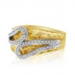 14K Brushed Yellow Gold and Diamond Hammered Fashion Ring