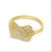 14K Yellow Gold East West Diamond Art Deco Ring