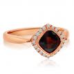 14K Rose Gold Cushion Garnet and Diamond Halo Ring