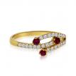 14K Yellow Gold 2.5 mm Ruby and Diamond Precious Ring