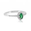 14K White Gold Oval Emerald and Diamond Precious Fashion Ring