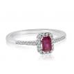 14K White Gold Octagon Ruby and Diamond Precious Ring