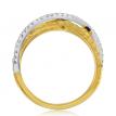 14K Yellow Gold Sapphire and Diamond Brushed Crossover Precious Fashion Ring