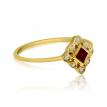 14K Yellow Gold Princess Ruby and Diamond Filigree Precious Ring