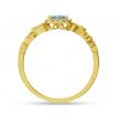 14K Yellow Gold Cushion Blue Topaz and Diamond Halo Ring