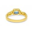 14K Yellow Gold Cushion Blue Topaz and Diamond Halo Ring