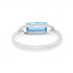 14K White Gold Cushion Blue Topaz with Diamonds East to West Ring