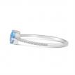 14K White Gold East West Octagon Blue Topaz and Diamond Sideway Semi Precious Ring