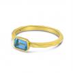 14K Yellow Gold Octagon Blue Topaz East to West Ring