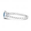 14K White Gold Oval Blue Topaz and Diamond East to West Ball Band Ring