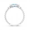 14K White Gold Oval Blue Topaz and Diamond East to West Ball Band Ring