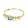 14K Yellow Gold Octagon Blue Topaz and Diamond Stackable Semi Precious Ring