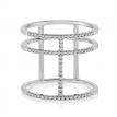 14K White Gold Three row Diamond Wide Fashion Ring