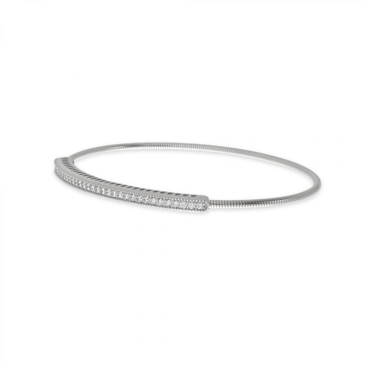 14K White Gold Diamond Expandable Bracelet