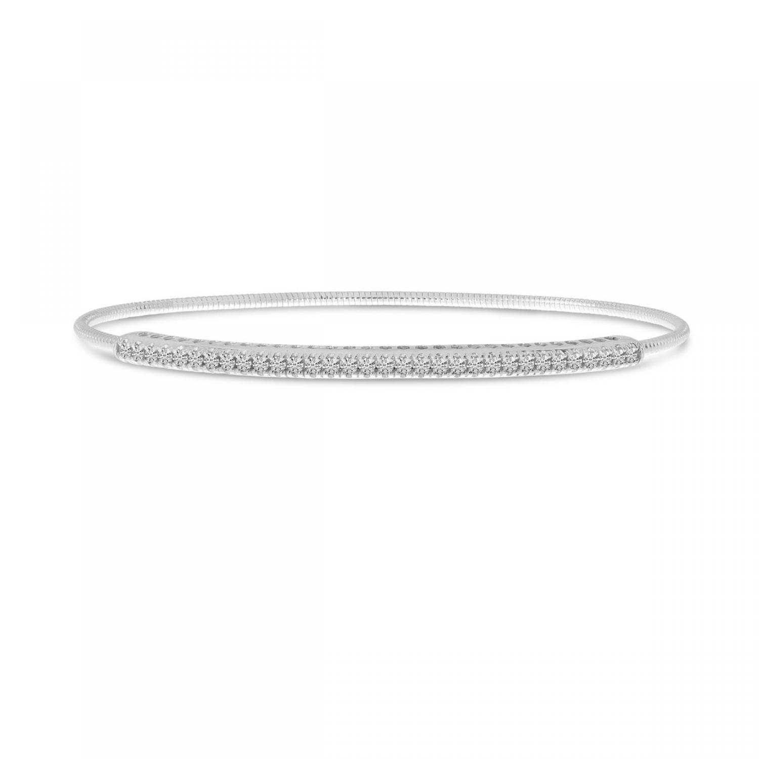 14K White Gold Diamond Expandable Bracelet