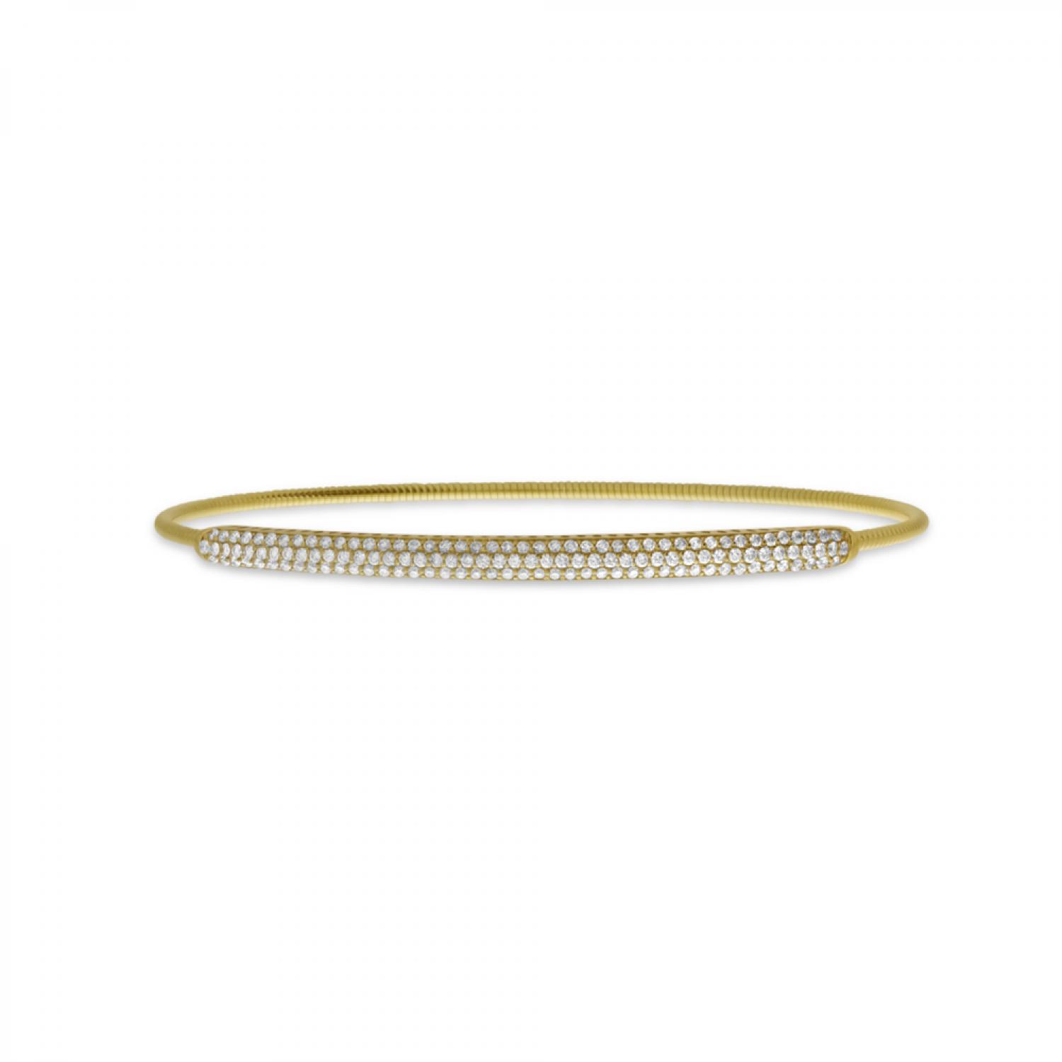 14K Yellow Gold Diamond Pave Expandable Bracelet