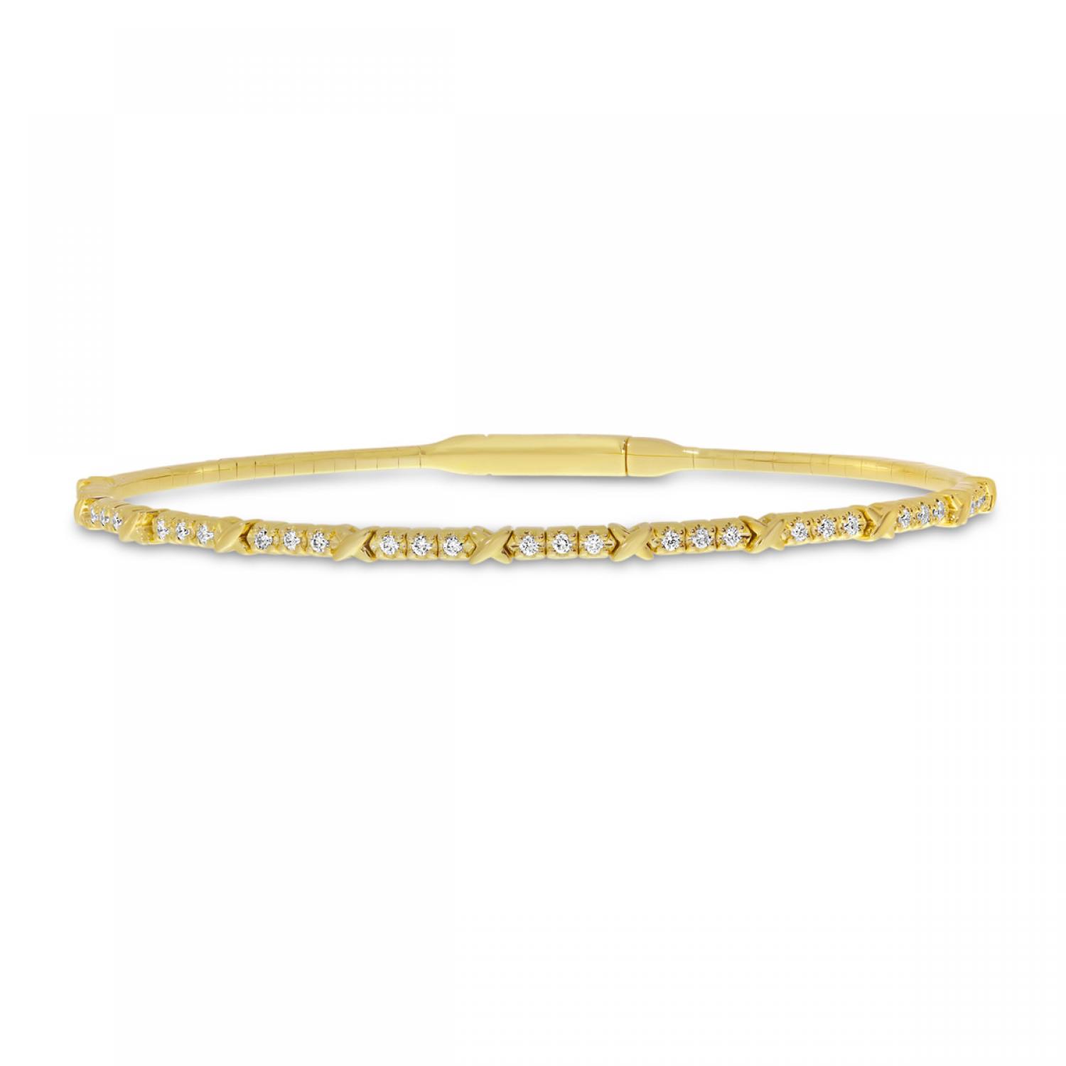 14K Yellow Gold XO Flexible Bangle Bracelet