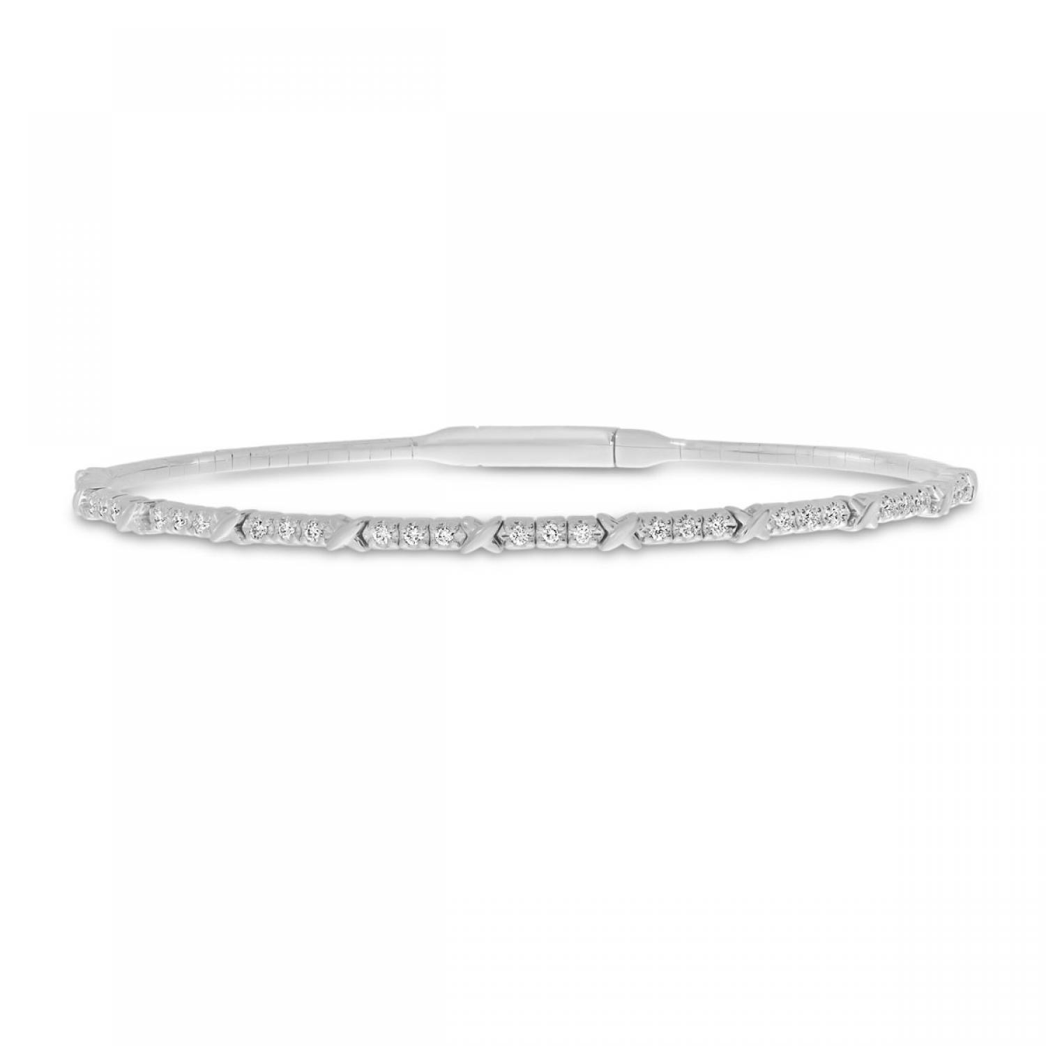 14K White Gold XO Flexible Bangle Bracelet