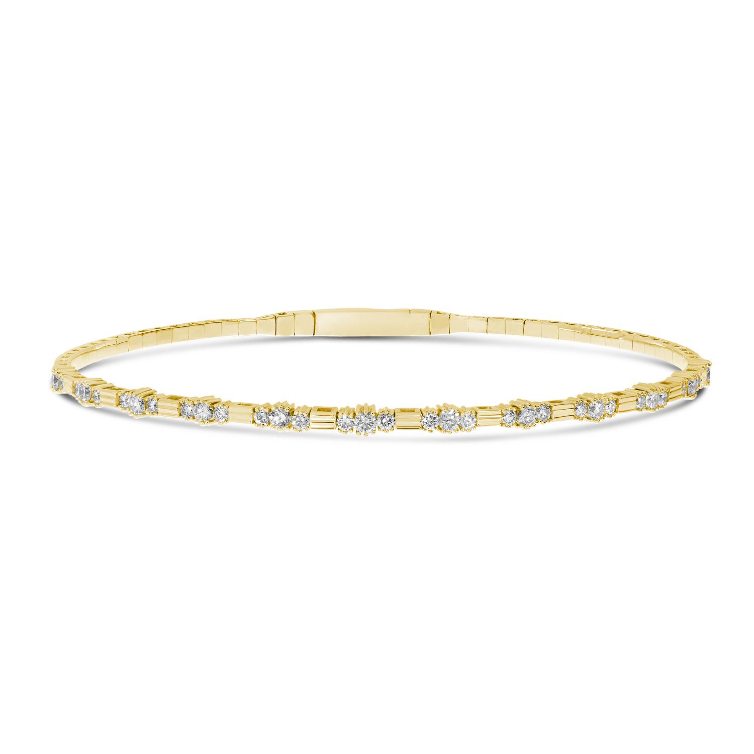 14K Yellow Gold Three Diamond Flexible Bracelet