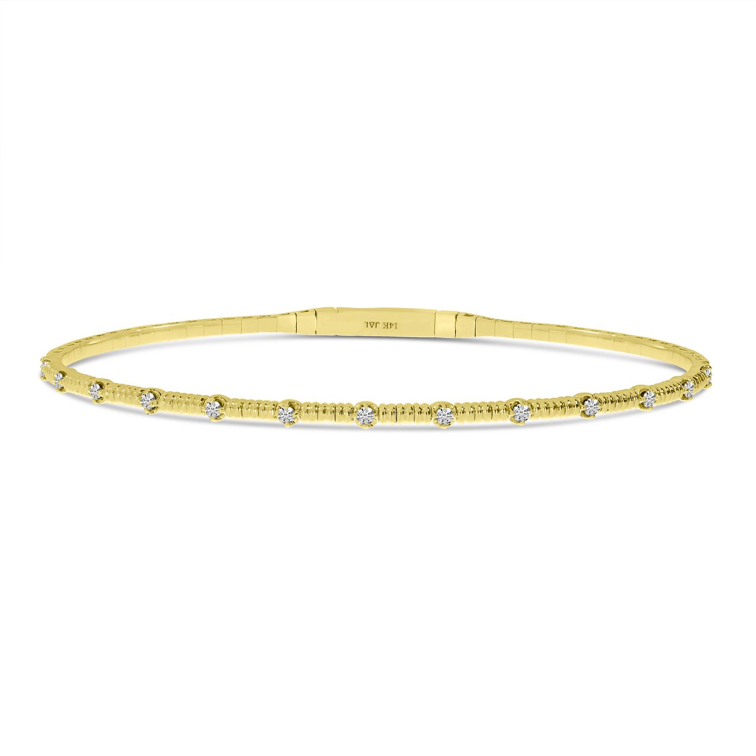 14K Yellow Gold Diamond Flexible Bracelet