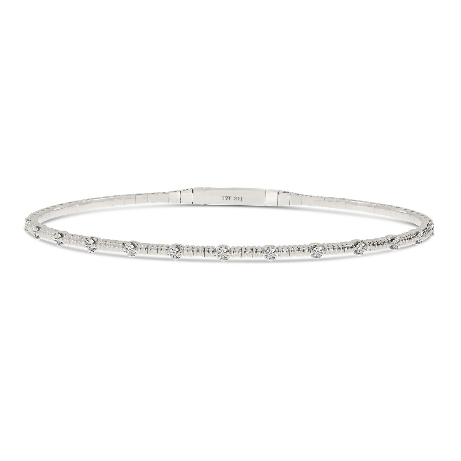 14K White Gold Diamond Flexible Bracelet