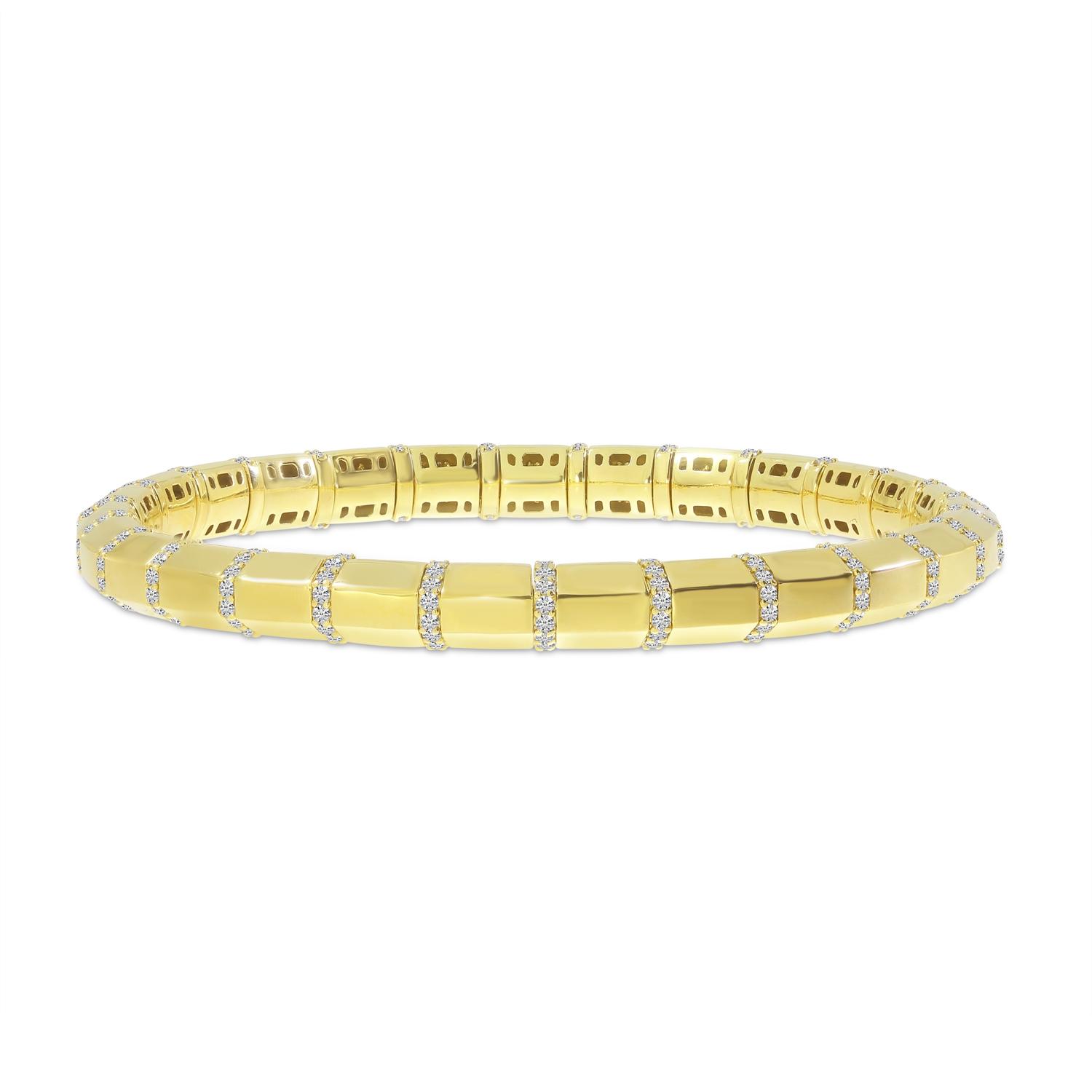 14K Yellow Gold Diamond Stretch Bracelet