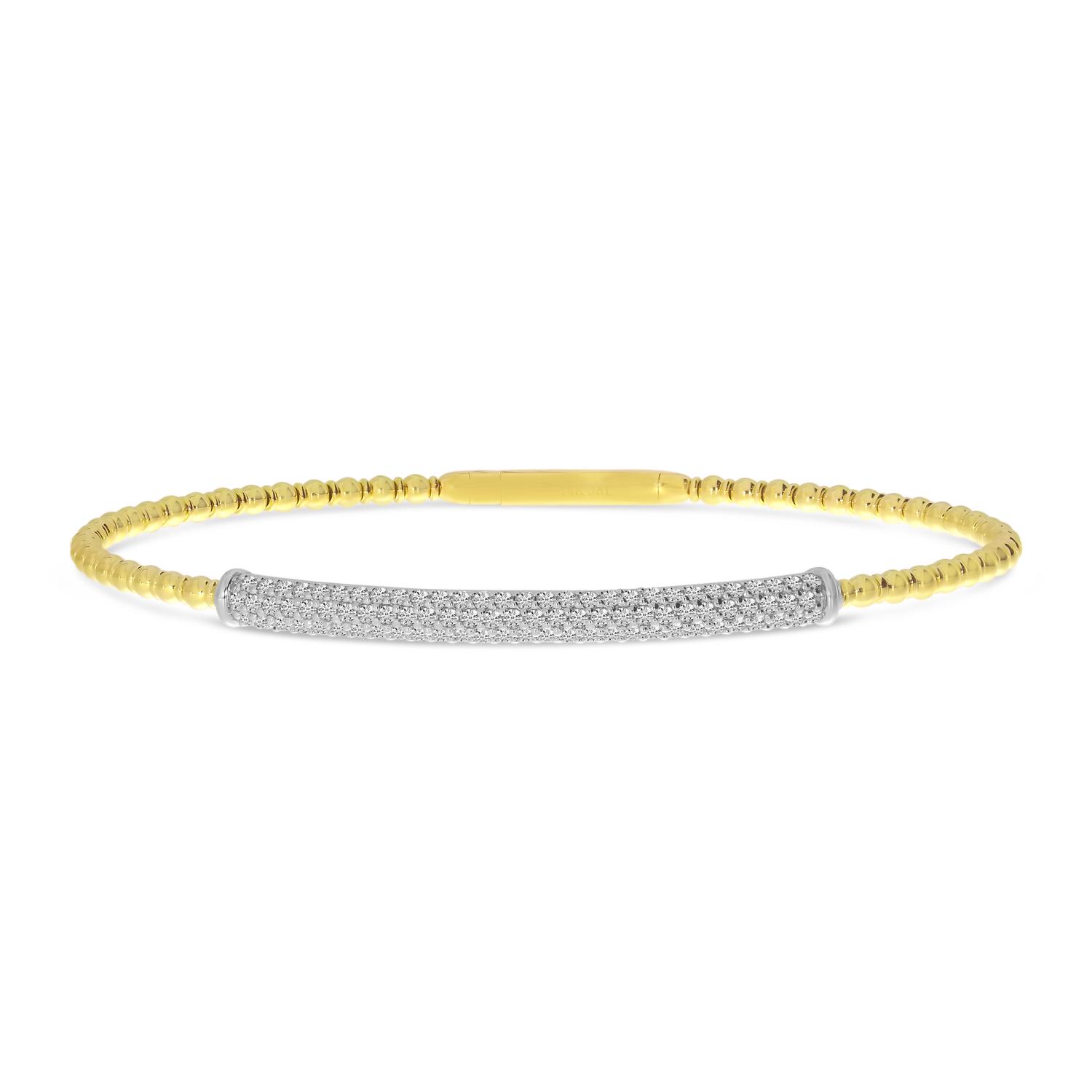 14K Two Tone Gold Diamond Pave Bar Flex Bracelet