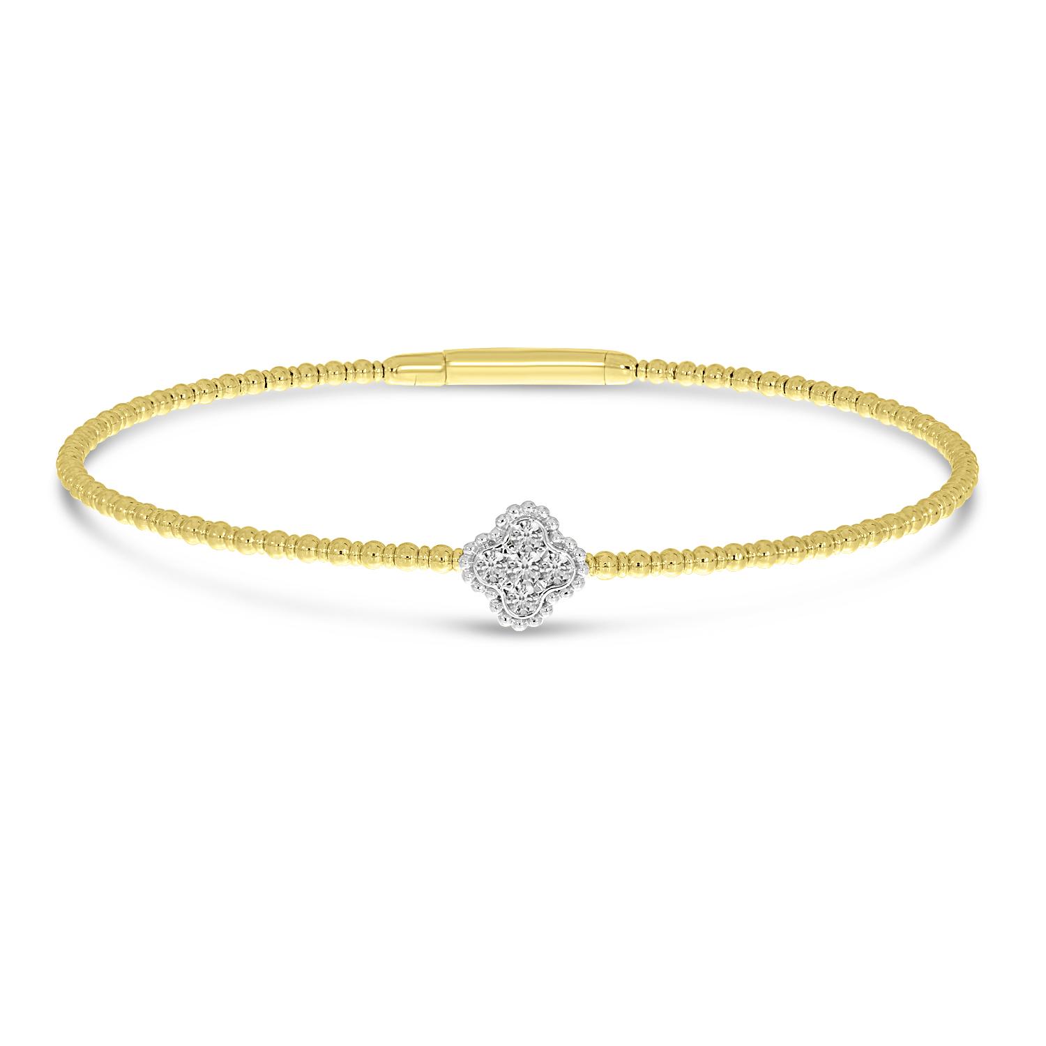 14K Yellow Gold Two-Tone Clover Flexible Bracelet