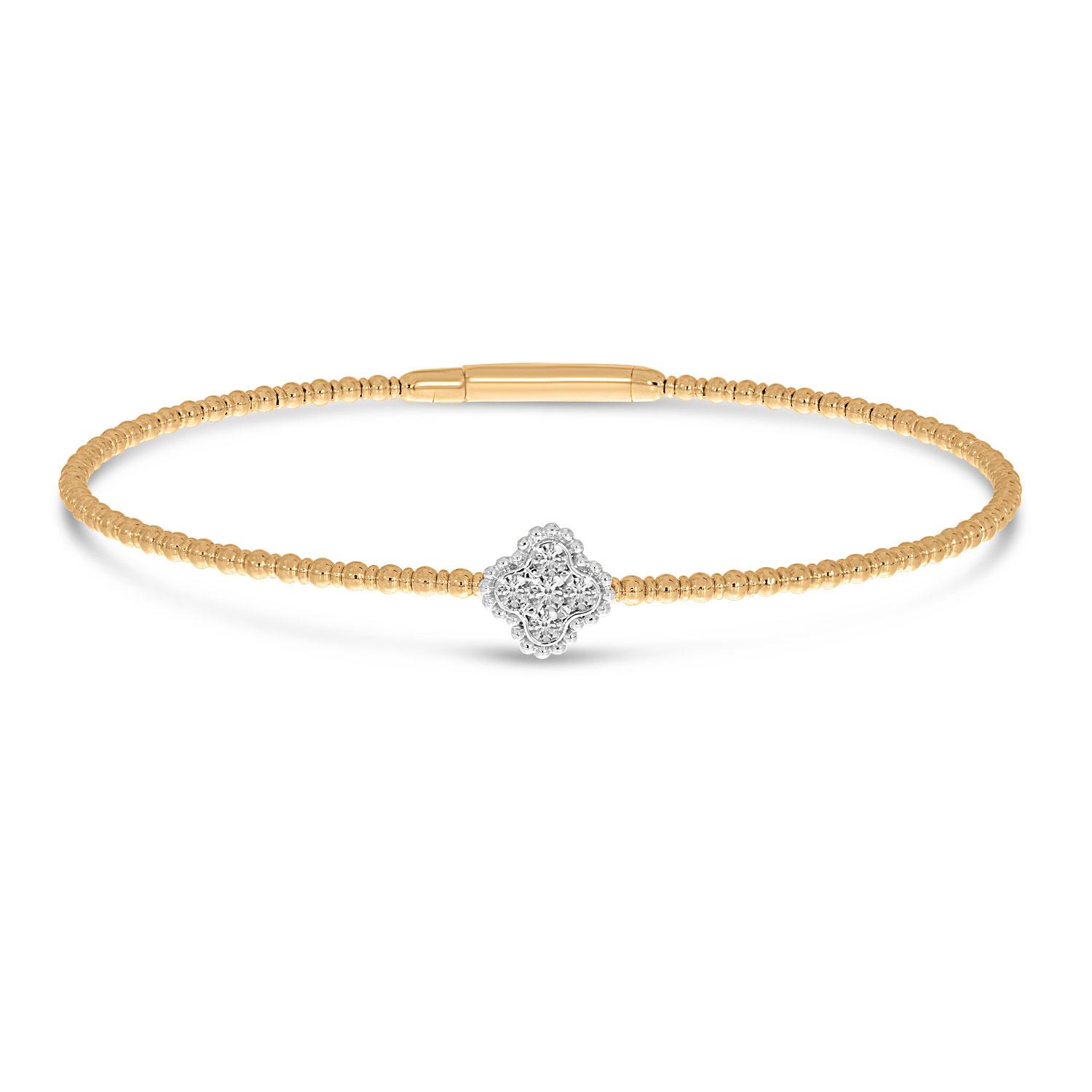 14K Rose Gold Two-Tone Clover Flexible Bracelet