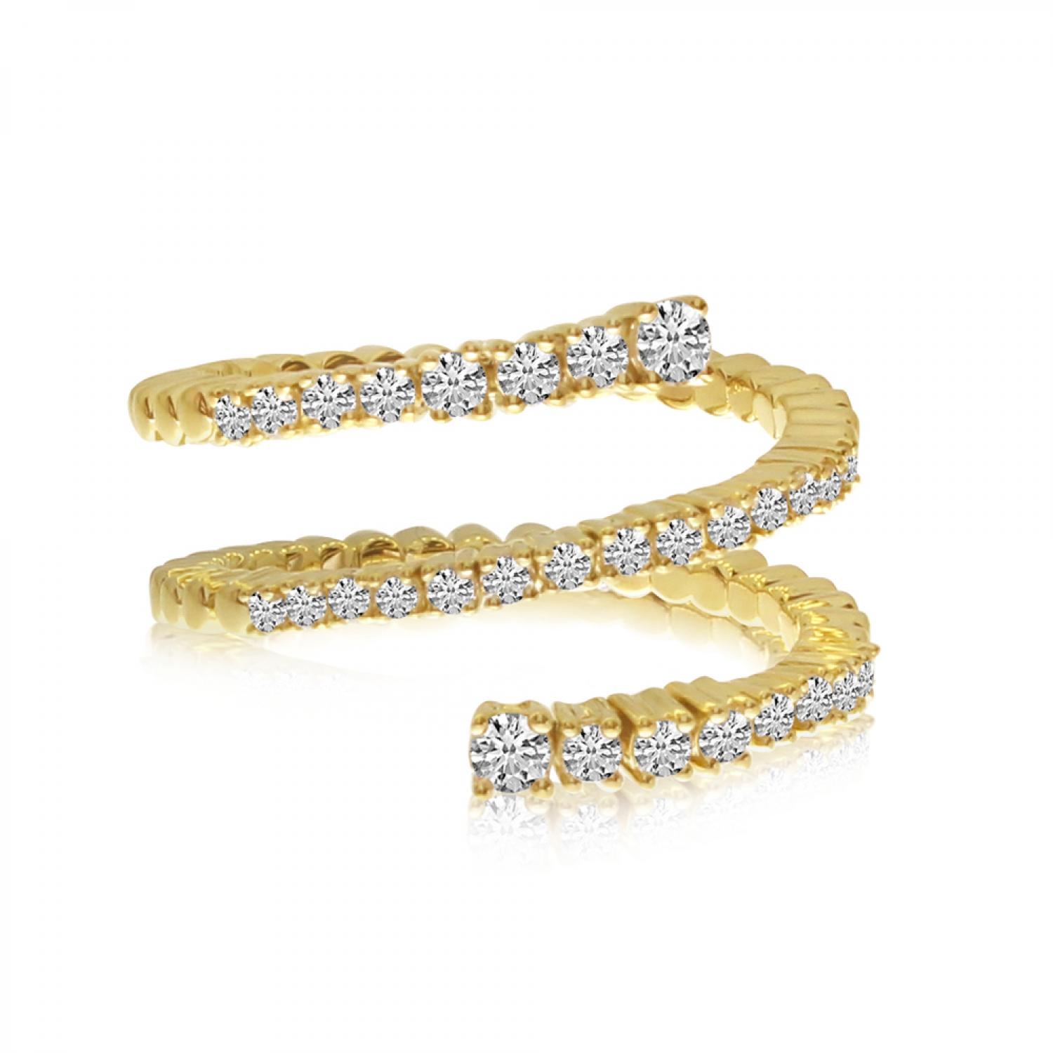 14K Yellow Gold Diamond Spryng Ring