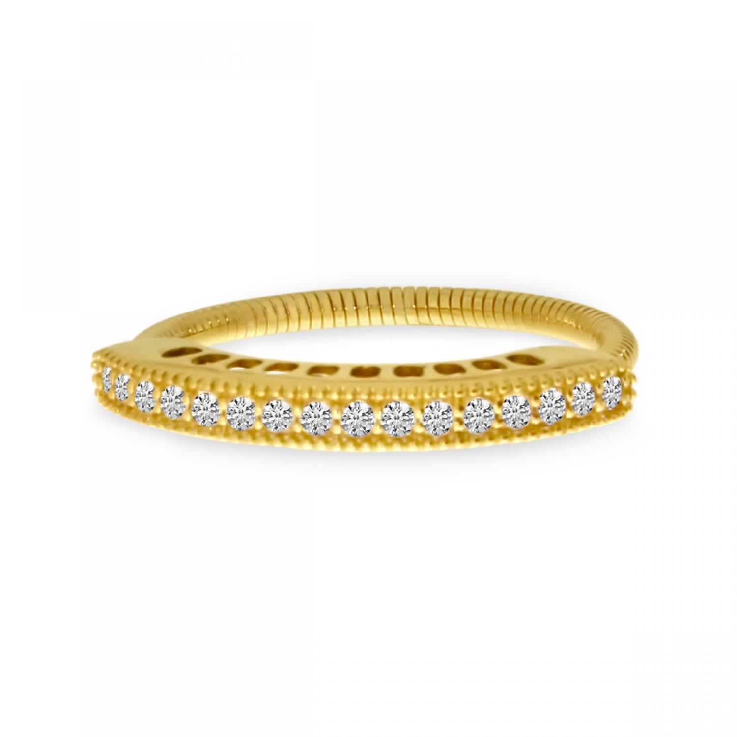 14K Yellow Gold Diamond Stretch Ring