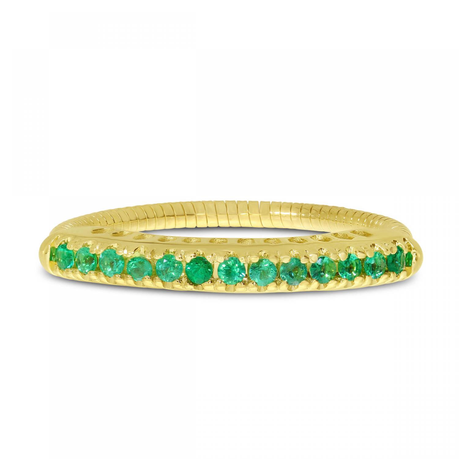 14K Yellow Gold Emerald Stretch Ring