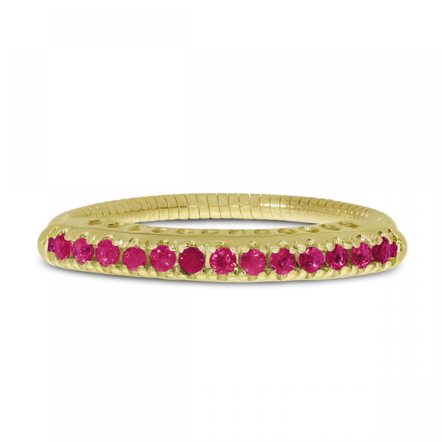 14K Yellow Gold Ruby Stretch Ring