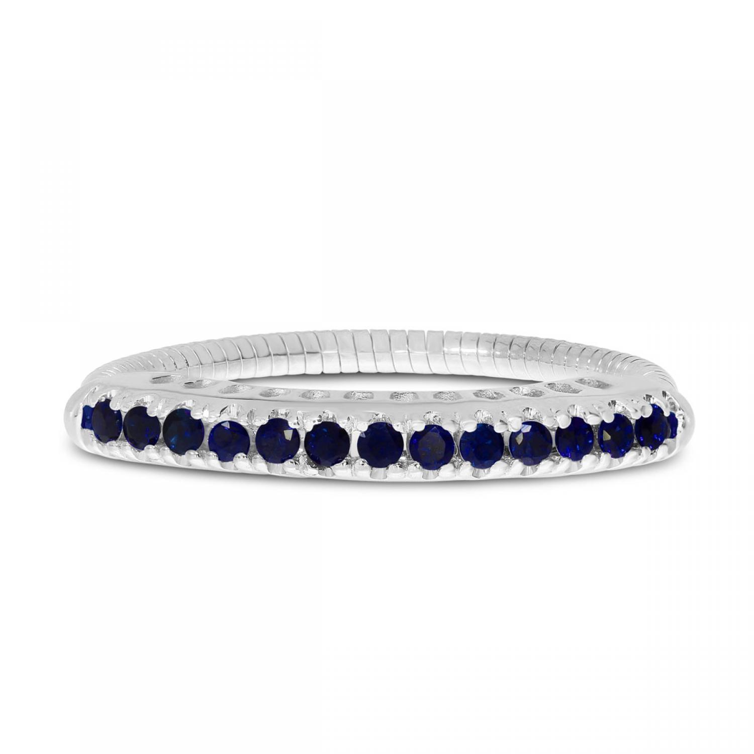 14K White Gold Sapphire Stretch Ring