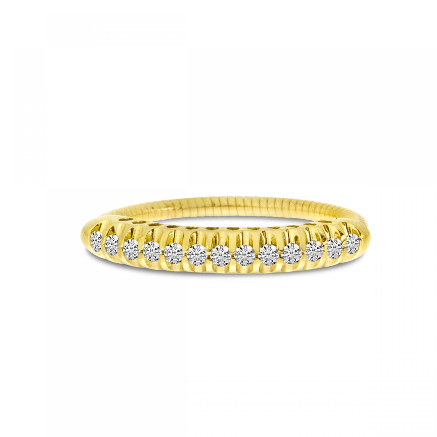 14K Yellow Gold Pave Diamond Stretch Ring