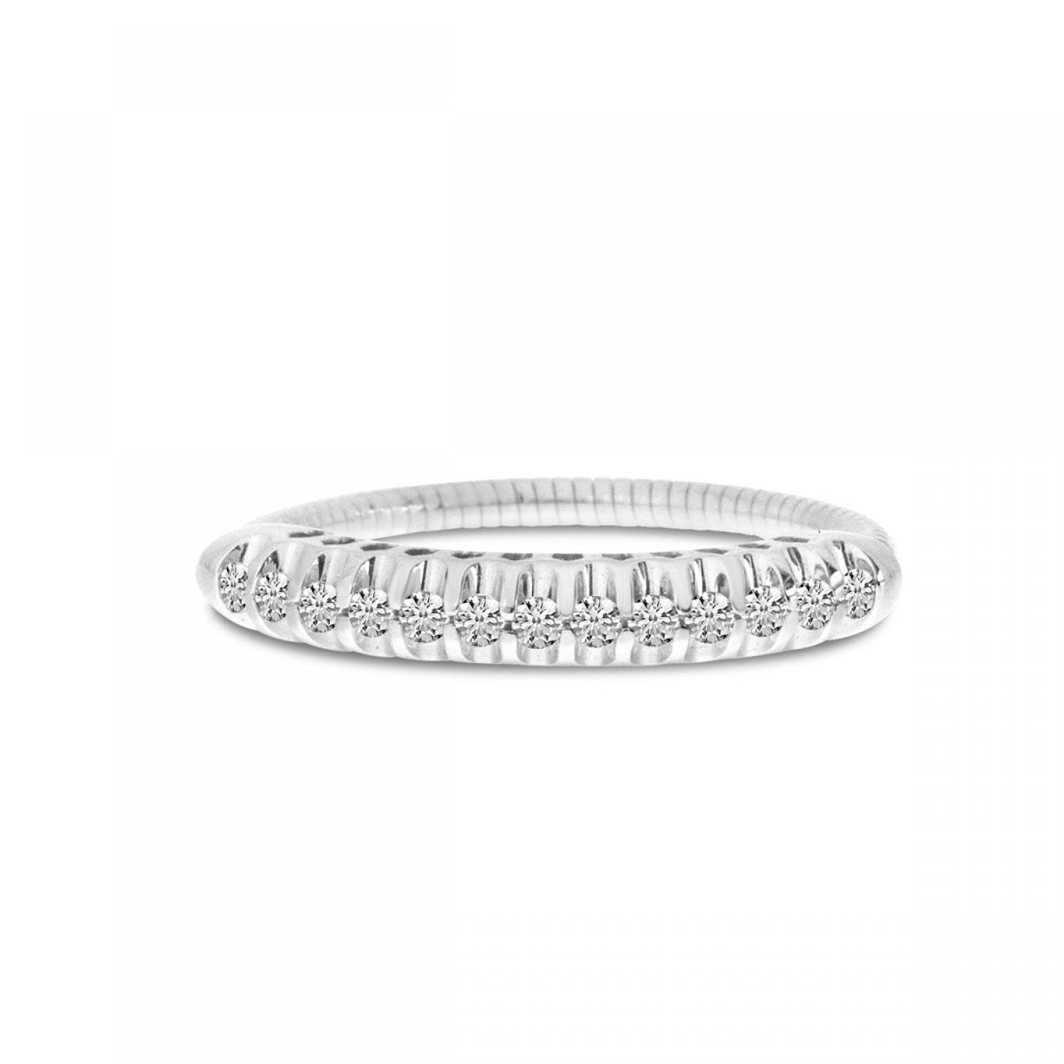 14K White Gold Pave Diamond Stretch Ring