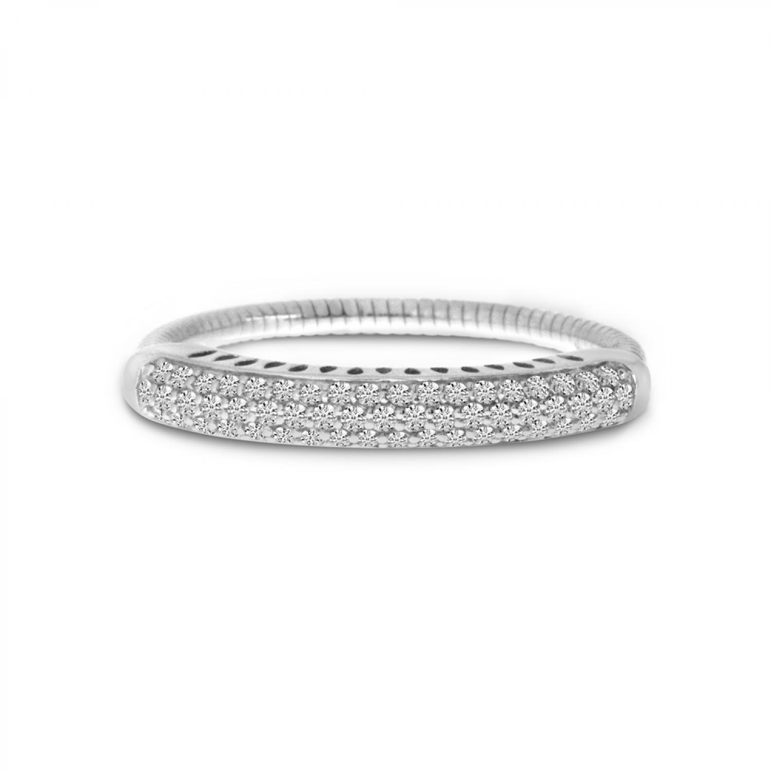 14K White Gold Large Pave Diamond Stretch Ring