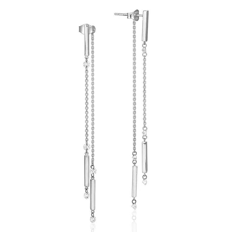 White gold hot sale threader earrings