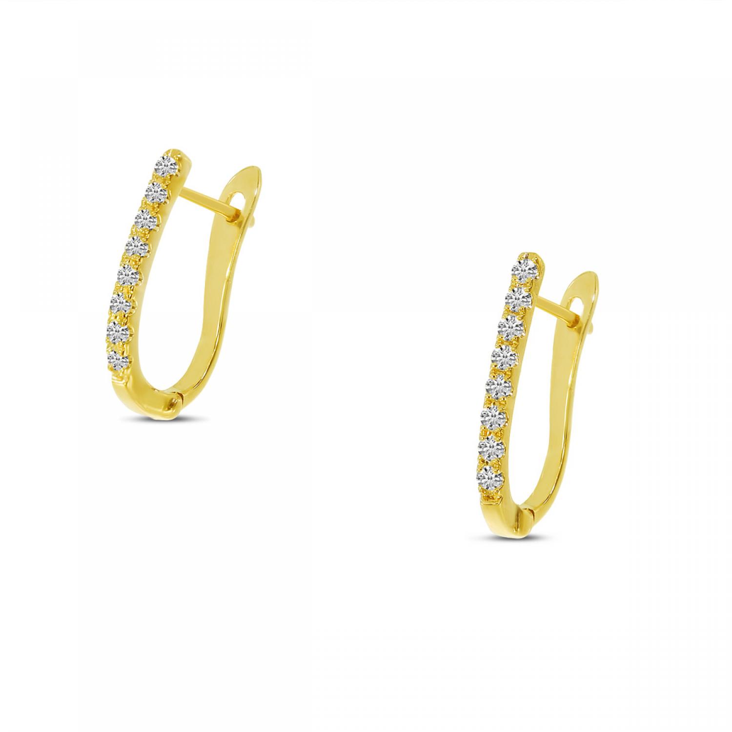 14K Yellow Gold Diamond Hoop Earrings