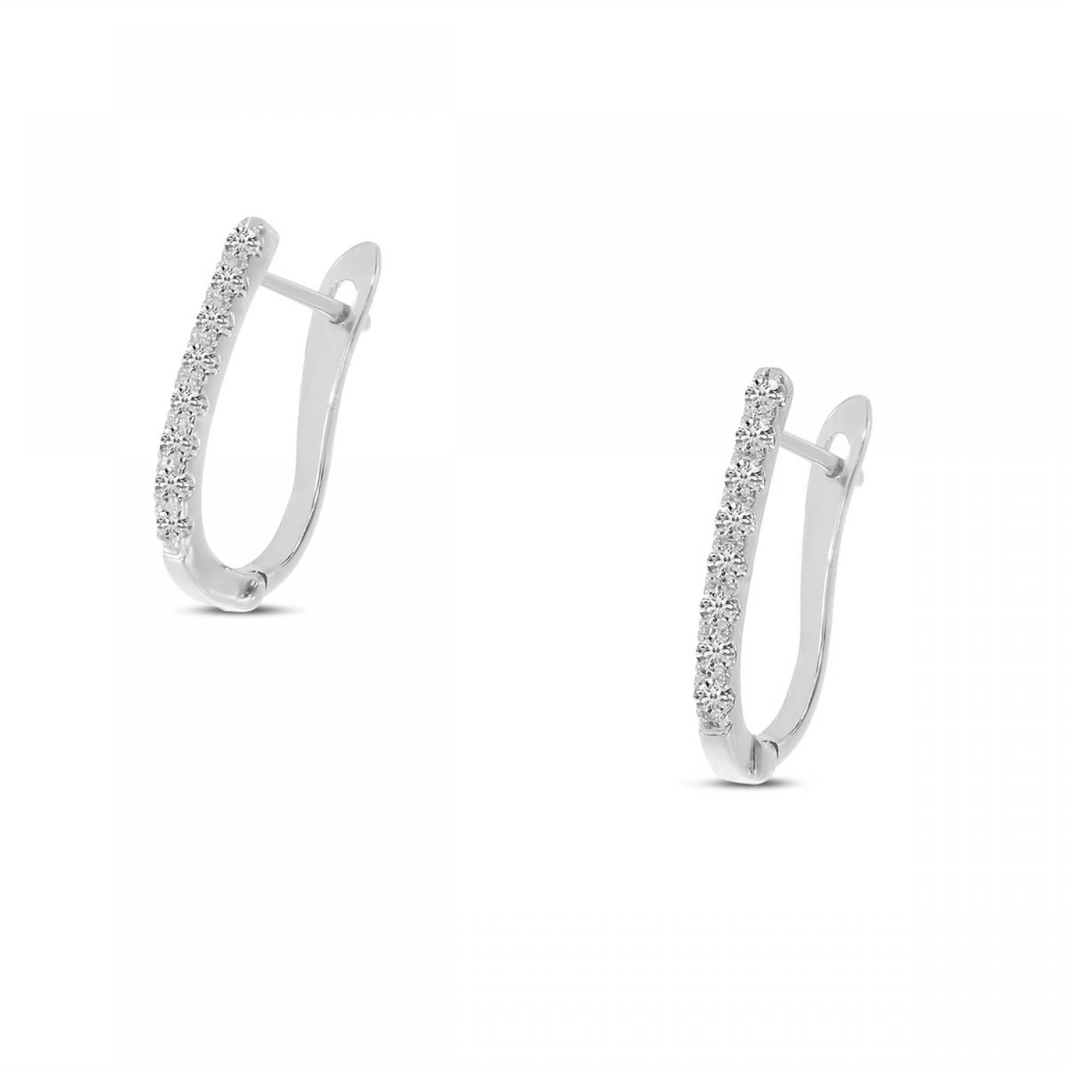 14K White Gold Diamond Hoop Earrings