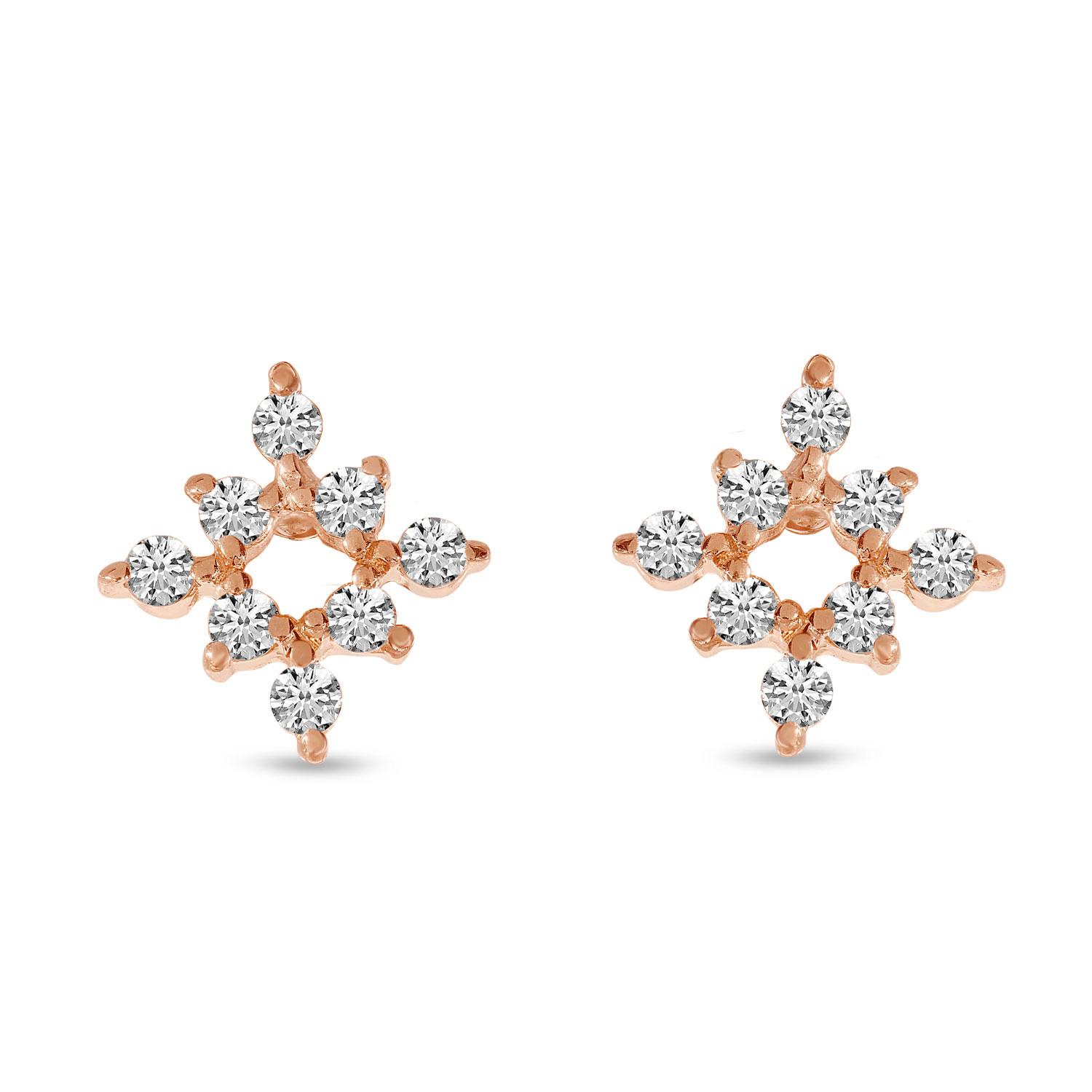 14K Rose Gold Diamond Mini Starburst Stud Earrings