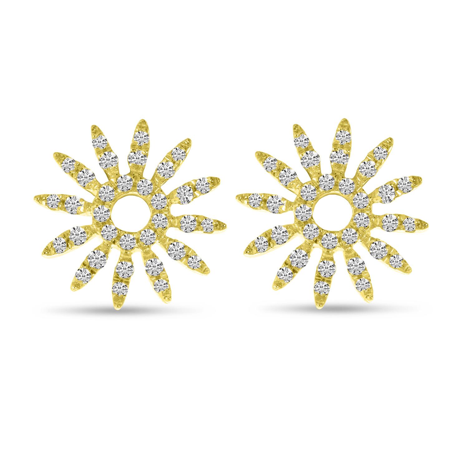 14K Yellow Gold Diamond Burst Post Earrings